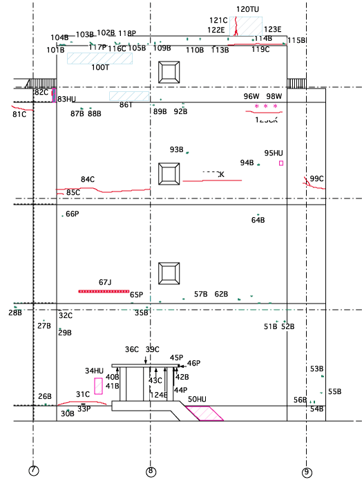 A figure of external wall percussion test / visual inspection result