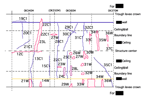 A figure of tunnel percussion test / visual inspection result